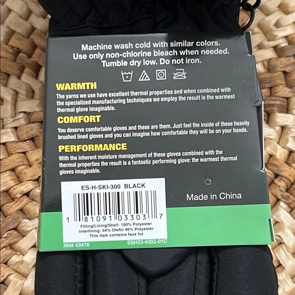Escape Heat Insulated Thermal Ski Gloves - Black